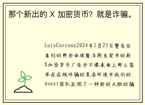那个新出的 X 加密货币？就是诈骗。